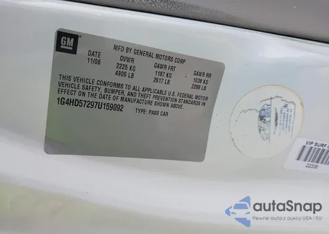 2007 Buick Lucerne V6 Cxl from USA, damaged, VIN 1G4HD57297U159092